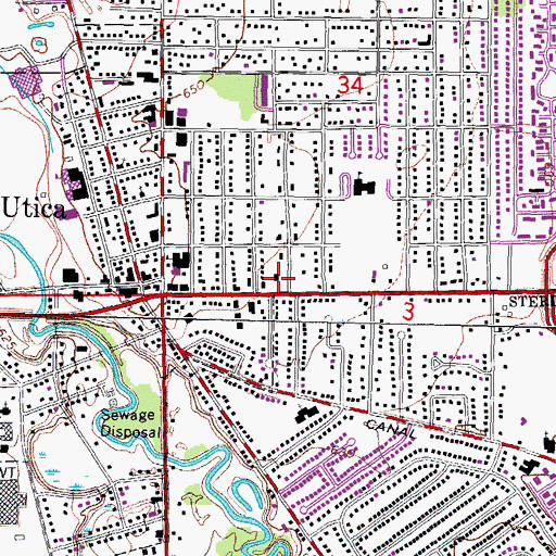 Topographic Map of Utica Post Office (historical), MI