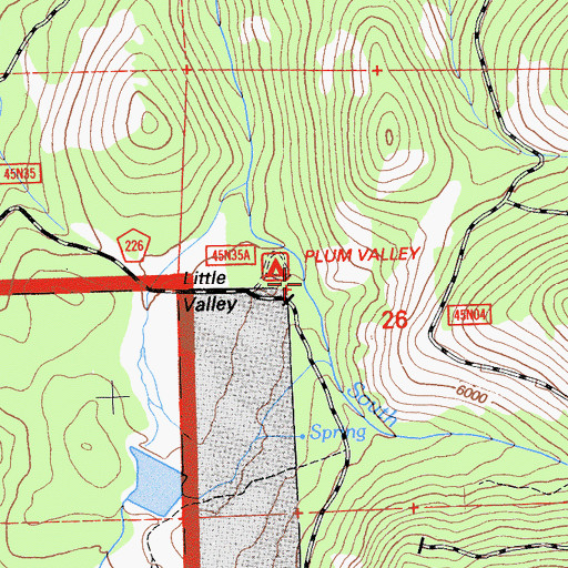 Topographic Map of Plum Valley Campground, CA