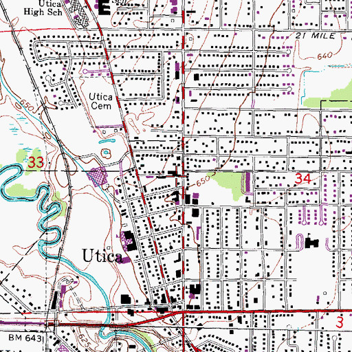 Topographic Map of Stony Creek Church, MI