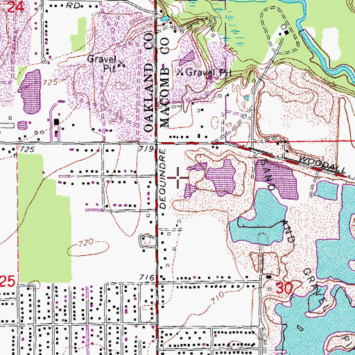 Topographic Map of Dequindre Estates Mobile Home Park, MI