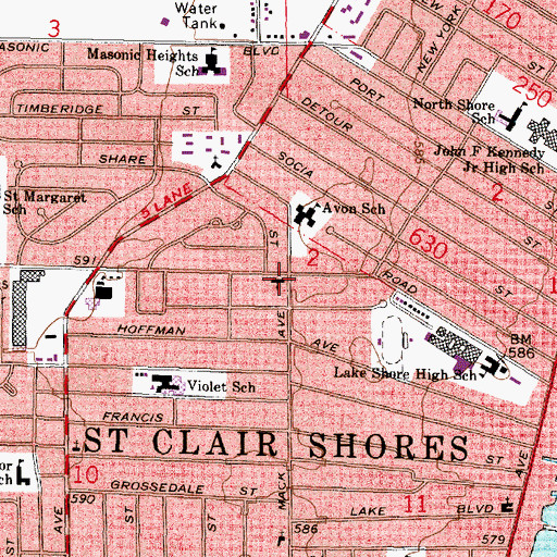 Topographic Map of Triumphant Cross Lutheran Church, MI