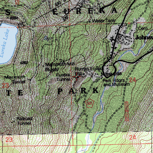 Topographic Map of Plumas Eureka Mill, CA