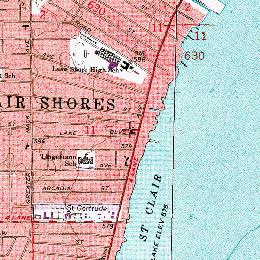 Topographic Map of Trinity Episcopal Church, MI