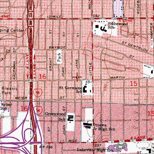 Topographic Map of Martin Road Gospel Church, MI