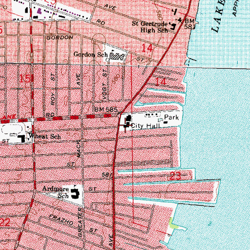 Topographic Map of Saint Clair Shores Police Department, MI
