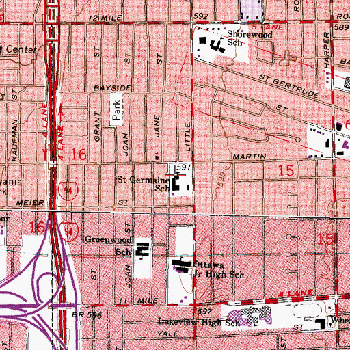 Topographic Map of Saint Germaine's Church, MI
