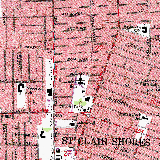Topographic Map of Saint Isaac Jogues Parish, MI