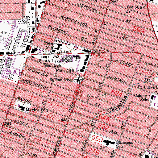 Topographic Map of Saint Paul's Lutheran Church, MI