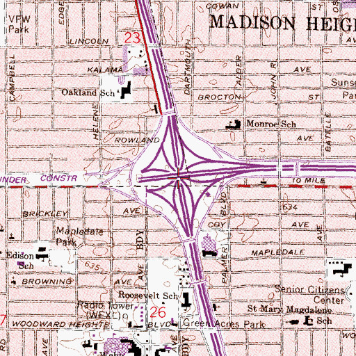Topographic Map of Interchange 61, MI