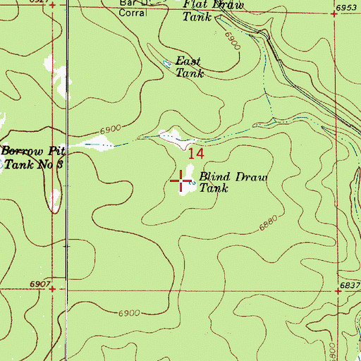 Topographic Map of Blind Draw Tank, AZ