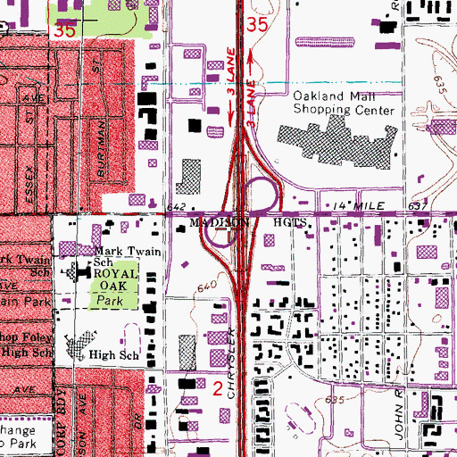 Topographic Map of Interchange 65A, MI
