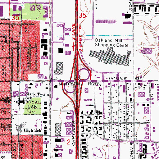 Topographic Map of Interchange 65B, MI