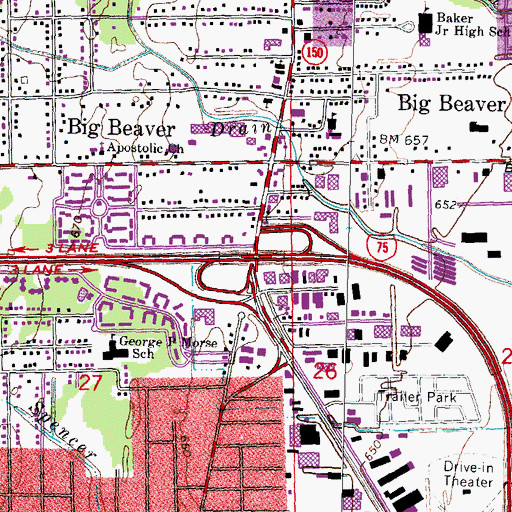 Topographic Map of Interchange 67, MI