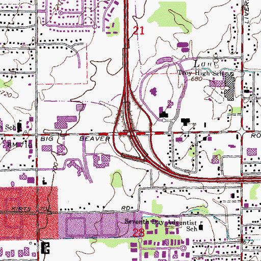 Topographic Map of Interchange 69, MI