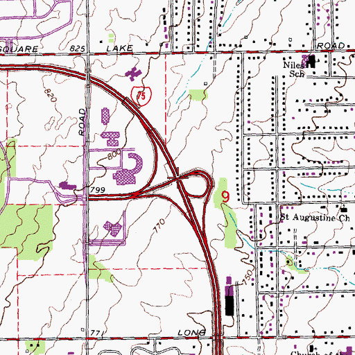Topographic Map of Interchange 72, MI