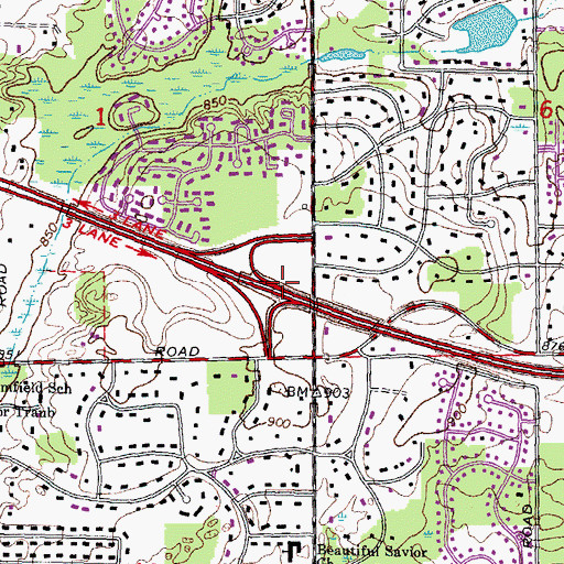 Topographic Map of Interchange 74, MI