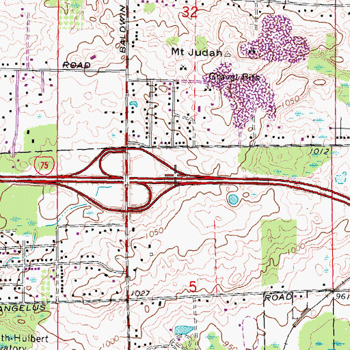 Topographic Map of Interchange 84A, MI