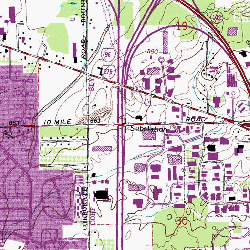 Topographic Map of Interchange 165, MI