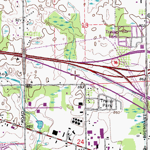 Topographic Map of Interchange 164, MI
