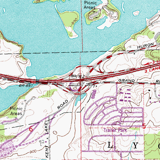 Topographic Map of Interchange 153, MI