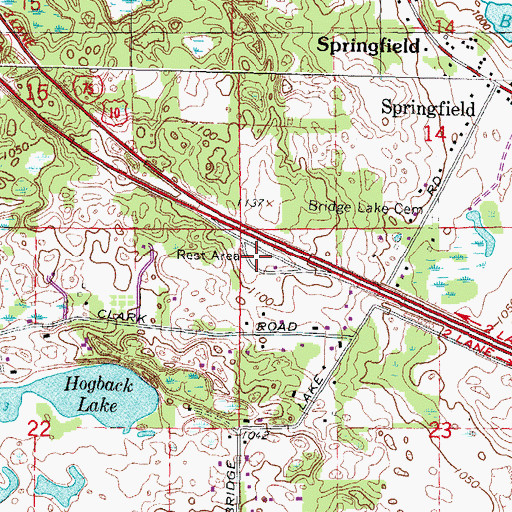 Topographic Map of Clarkston Rest Area, MI