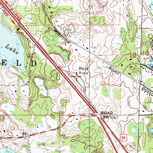 Topographic Map of Davisburg Rest Area, MI