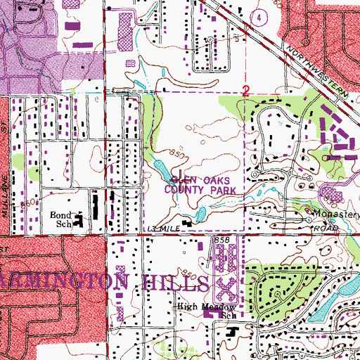 Topographic Map of Glen Oaks Golf Course, MI