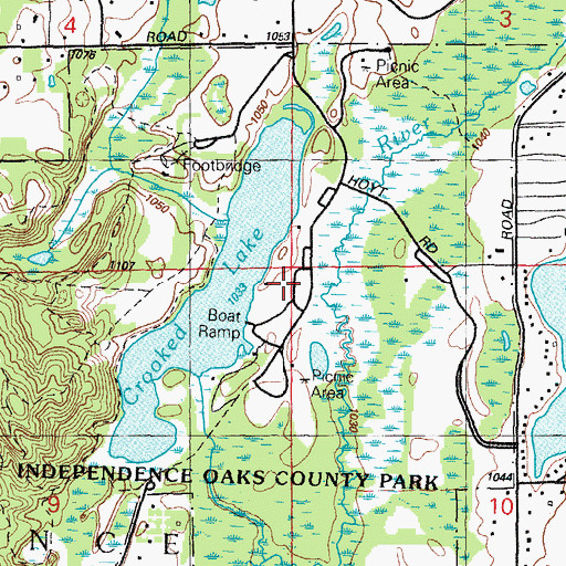 Topographic Map of Independence Oaks County Park, MI