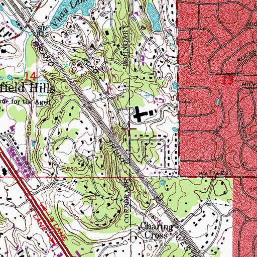 Topographic Map of The Academy of the Sacred Heart Historical Marker, MI
