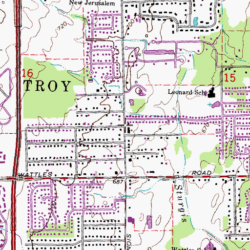 Topographic Map of Barn Church Historical Marker, MI