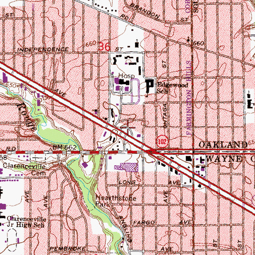 Topographic Map of Botsford Inn Historical Marker, MI