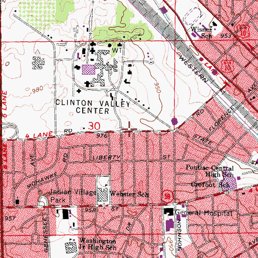 Topographic Map of Clinton Valley Center Historical Marker, MI