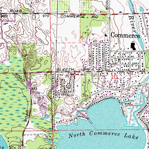Topographic Map of Commerce United Methodist Church Historical Marker, MI