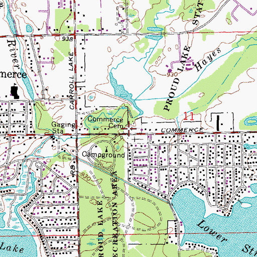 Topographic Map of Commerce Village Burying Ground Historical Marker, MI