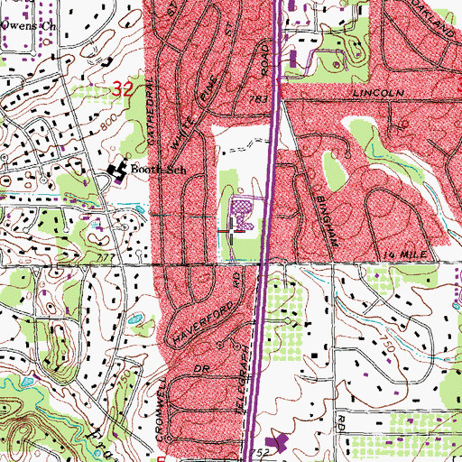Topographic Map of Congregation Beth El Historical Marker, MI