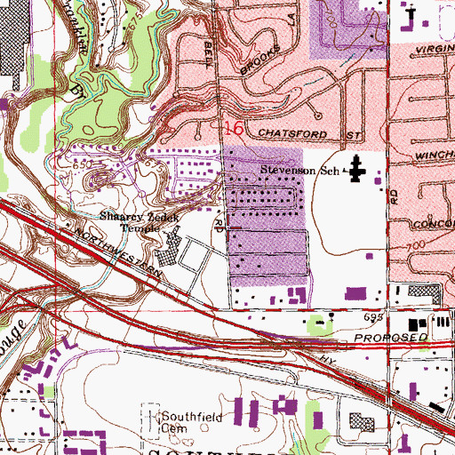 Topographic Map of Congregaton Shaarey Zedek Historical Marker, MI