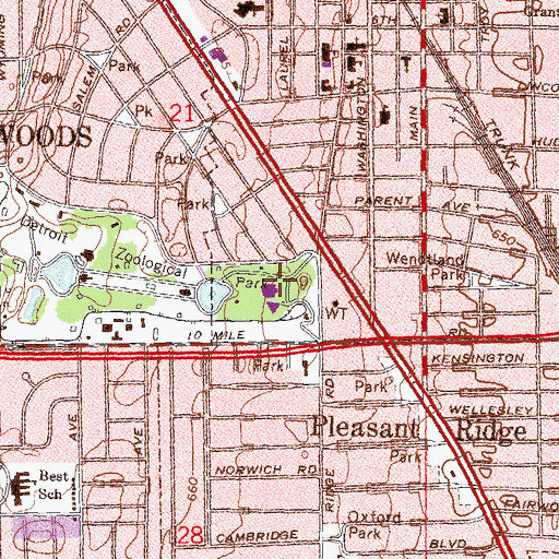 Topographic Map of Detroit Zoological Park Historical Marker, MI