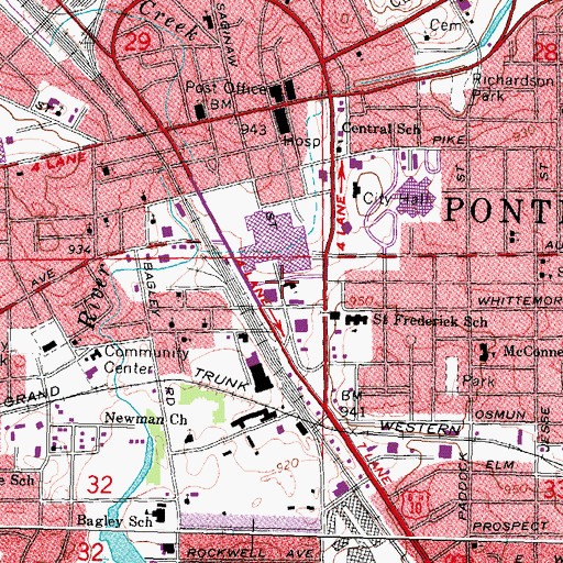 Topographic Map of First Methodist Episcopal Church Historical Marker, MI