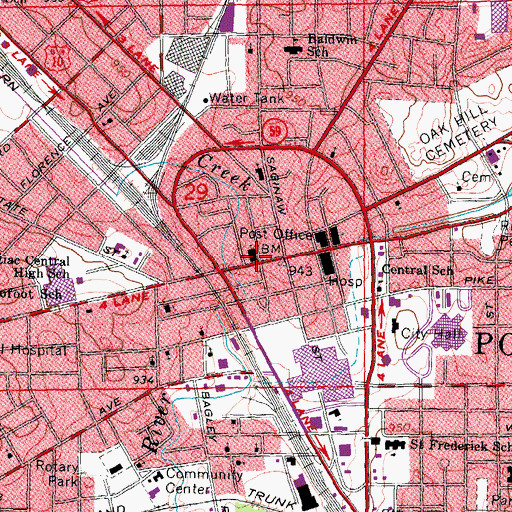 Topographic Map of First Presbyterian Church Historical Marker, MI