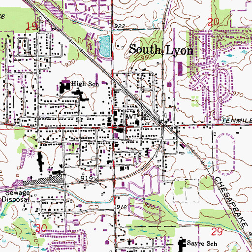 Topographic Map of First Presbyterian Church Historical Marker, MI