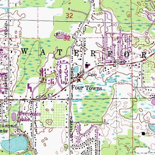 Topographic Map of Four Towns Methodist Church Historical Marker, MI