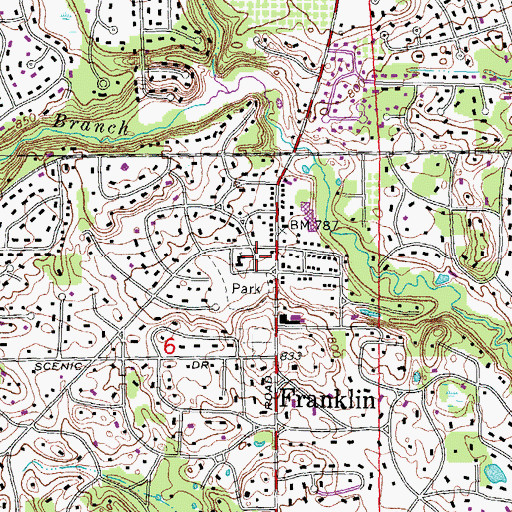 Topographic Map of Franklin Village Historical Marker, MI