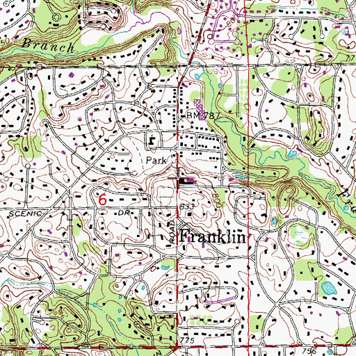 Topographic Map of Franklin Village School Historical Marker, MI