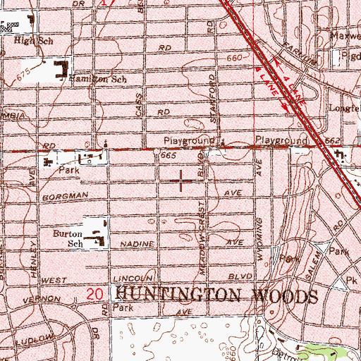 Topographic Map of Fred A Baker House Historical Marker, MI