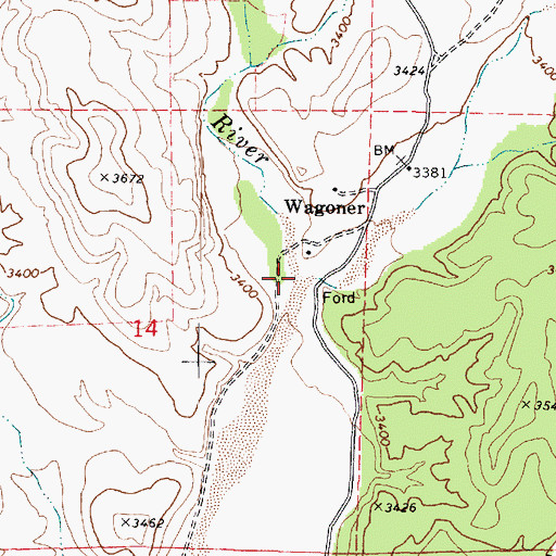 Topographic Map of Blind Indian Creek, AZ