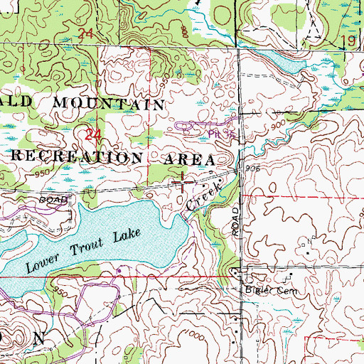 Topographic Map of Decker Settlement Historical Marker, MI