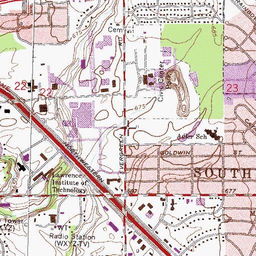 Topographic Map of Mary Thompson House Historical Marker, MI