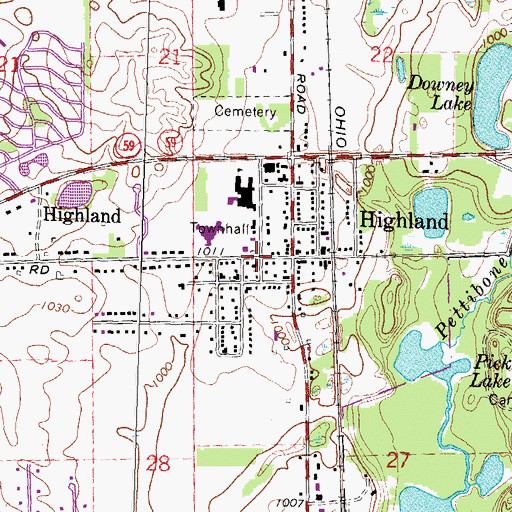 Topographic Map of Methodist Episcopal Church of Highland Station Historical Marker, MI