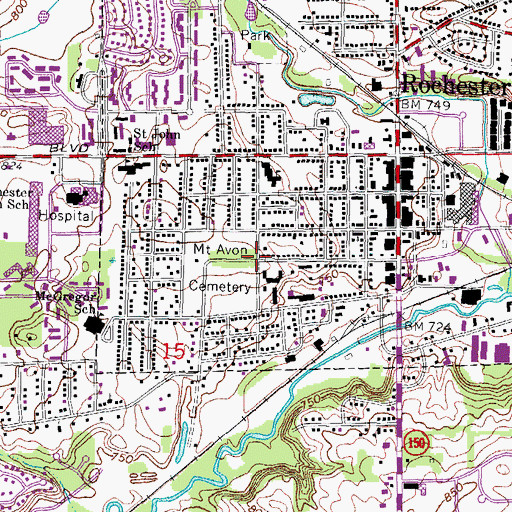 Topographic Map of Mount Avon Cemetery Historical Marker, MI