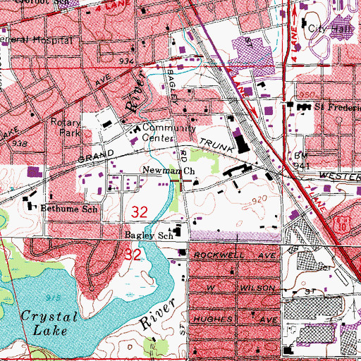 Topographic Map of Newman African Methodist Episcopal Church Historical Marker, MI